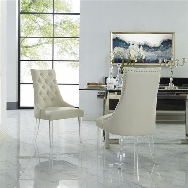 Posh Living Posh Living Colton Linen Acrylic Leg Dining Chair Set of 2 - Cream White AD53-03CW2-UE
